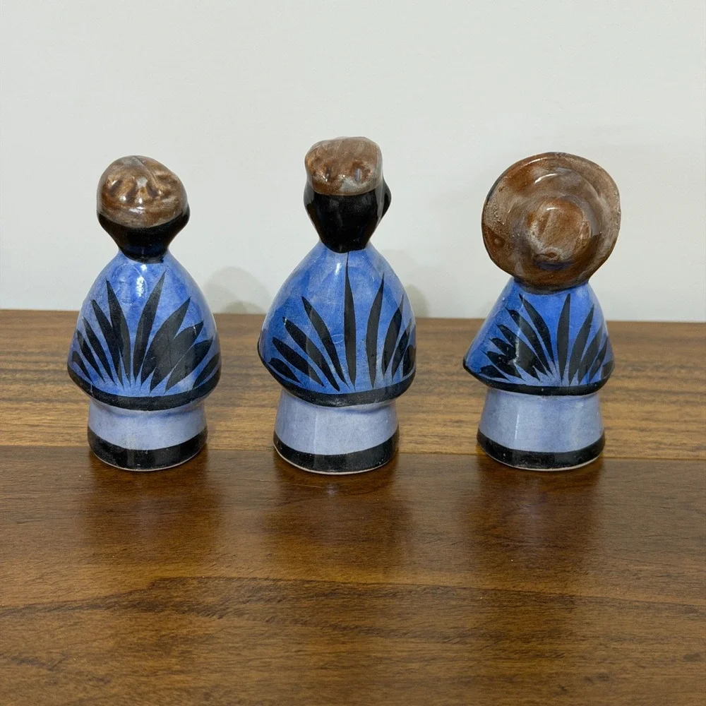 Vintage Tonala Mexico Pottery Nativity Set 12 Piece Ceramic Incomplete Folk Art